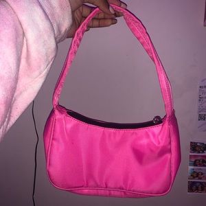 neon pink shoulder bag